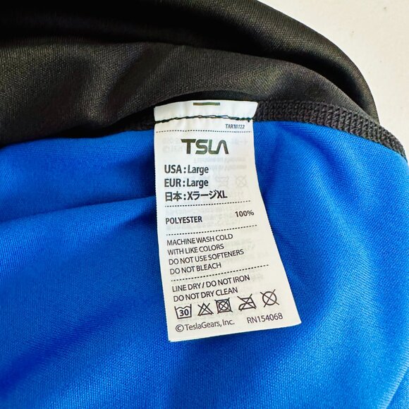 TESLA TSLA COLORBLOCK BLUE BLACK SHORT SLEEVE CREW NECK RASH GUARD SHIRT - Picture 5 of 6
